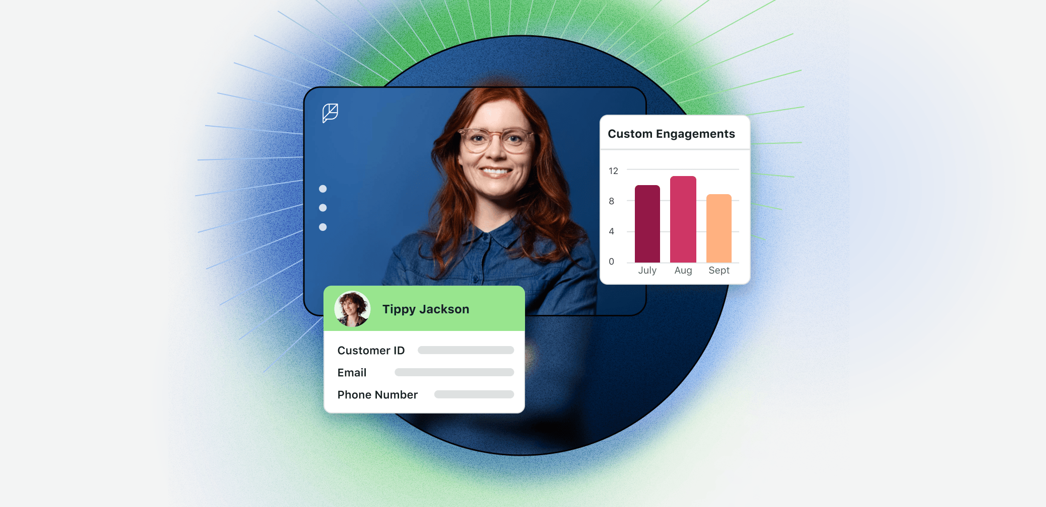 Interface de usuário de produto mostrando um cliente do Sprout Social acessando dados de casos do Salesforce CRM​​ 